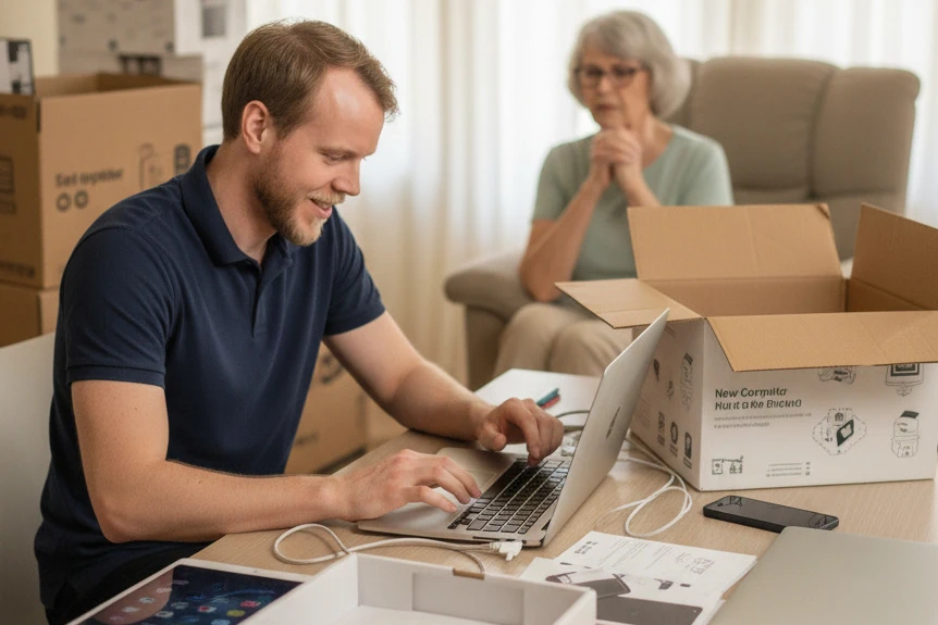 New computer being set up